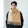 Novo Cachecol de Lã Monocromático Transfronteiriço, Cachecol de Pescoço Quente Casual para Exterior, Xale Versátil Unissex de Cor Sólida com Franjas