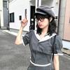 Boina de lana de estilo japonés con cornisa de cuero sintético octogonal para otoño e invierno, ideal para niños, con un toque de alta gama y un pequeño sombrero de pintor para repartidor de periódicos.
