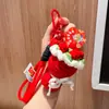 Llavero Colgante de Ramo de Flores de Lana para el Día del Maestro, Ramo de Rosas para Maestros durante la Temporada de Regreso a Clases, Accesorio Colgante para Bolsa Regalo