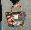 Bolso de Mano Retro Tejido a Rayas de Dachshund para Mujer, Estilo Nuevo de Verano, Bolso Tote de Ratán tipo Cesta de Frutas para el Viaje Diario