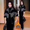 Abrigo casual de moda con forro polar y costuras gruesas para mujer, pantalones de pierna ancha, conjunto de dos piezas, nuevo traje cálido de invierno 2024
