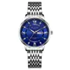 Reloj de Pulsera Clásico de Negocios para Hombre con Cuarzo, Números Romanos e Incrustaciones de Diamante, Reloj con Calendario Simple/Doble, Correa de Acero Inoxidable Resistente al Agua