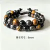 Pulsera de Tejido Bohemian Doble Capa con Piedra Ojo de Tigre Natural y Obsidiana, Unisex