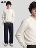 Ropa para hombre APO Suéter de punto de manga larga para hombre de lujo transfronterizo, estilo 'old money', corte holgado, cuello polo, suéter casual, top de capa interior
