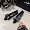 Novos Sapatos Femininos Estilo Francês Bico Fino Laço Raso Flat Slip-On, Sapatos Suaves para Noite, Sapatos de Trabalho Prata
