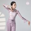 Liquidación ~ Ropa de Gasa de Danza Clásica para Mujer, Antiguo Cuello Cheongsam, Top de Malla Elástica, Ropa de Práctica de Danza China, Ropa de Entrenamiento