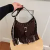 Bolsa Feminina Estilo Boho com Franjas 2026 Nova Elegante Bolsa Tote Versátil para o Dia a Dia Ombro Único Transversal Transfronteiriça
