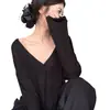 Camiseta Blanca Fina de Manga Larga con Cuello en V, Holgada de Verano, Blusa Protectora Solar para Mujer, Estilo Perezoso Casual, Overol