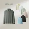 2025 Nueva Tendencia de Moda Dopamina Top para Hombre Color Sólido Cuello Solapa Casual Manga Larga Otoño Invierno Cómoda Camisa POLO