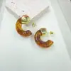 Pendientes de Gota Geométricos de Cobre y Plástico Combinados en Forma de C Estilo Maillard Irregular Dulces y Frescos Retro Europeos y Americanos