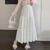 Falda de punto para mujer, otoño e invierno, nueva, cintura alta, adelgazante, falda de pastel, longitud media, drapeada, forma de A, falda larga con vuelo grande