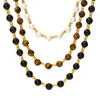 Rice Duoduo Lujo Ligero Piedra Natural Ojo de Tigre Cuentas Acero Inoxidable Bambú Hebilla Ots Collar Clavícula Collar de Moda Joyería