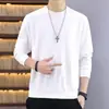Moletom masculino, novo modelo primavera e outono 2025, gola redonda, corte solto, blusa de outono sem capuz, jaqueta de manga comprida para adolescentes