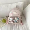 Mochila Transparente Nueva Versión Coreana con Bolsillo de Lunares y Gato para Estudiantes de Secundaria y Estilo Padre-Hijo, Mochilas para Mujer al por Mayor