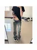 Jeans de Pierna Ancha Rectos Ajustados con Desgarros Estilo Retro Americano Chica Picante para Mujer Otoño Adelgazantes Modernos Pantalones Largos hasta el Suelo
