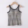 Nueva Camisola Fina de Rayas para Primavera y Verano con Copas para Mujer, Estilo Popular para Usar en Capas