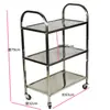 Carrito de comedor de tres capas de acero inoxidable 304 engrosado, carrito pequeño multifuncional, carrito de colección de platos comercial, carrito de entrega de alimentos con puerta