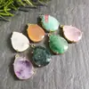 Colgante ovalado de cristal de Piedra del Sol natural con borde de piedra semipreciosa, colgante de un solo agujero, para pendientes dobles DIY