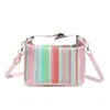 Bolso Transfronterizo para Mujer 2026 con Patchwork Rayado, Elegante Modelo Nuevo Primavera-Verano, Patrón Tejido Color-Blocking, Cruzado, de Hombro y de Mano, Bolso Cuadrado Pequeño