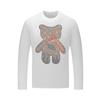 Camiseta de Outono masculina manga longa slim fit gola redonda modal masculina camisa undershirt trendy elástica urso com strass
