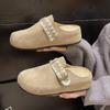 Nuevas Zapatillas de Media Temporada para Mujer 2025, Suela Gruesa, Elevación Interna de Altura, Puntera Reforzada, Forro de Lana, Zapatillas de Algodón tipo Birkenstock para Uso Exterior en Invierno