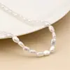 Colar de Pérolas em Forma de Feijão com Rosca Estilo Coreano Corrente para Clavícula Joia Viva Suprimentos