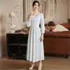 Vestido de Noivado Estilo Francês Registro Manga Longa Branco Noiva Casamento Homecoming Vestido Longo de Alta Qualidade para Mulheres