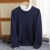 Suéter de cuello redondo para hombre, suéter informal de moda de talla grande, suéter de cachemira de punto, suéter suelto de color sólido, venta al por mayor, otoño e invierno, nuevo