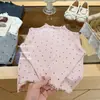 ¡Limón Salado SevenChewy! Ropa Interior de Base de Canalé para Niñas de Otoño con Cuello Semi Alto y Lunares para Bebé