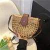 Bolso de paja tejido de nicho de verano para mujer, bolso de playa para vacaciones, bolso cruzado al hombro, bolso de sillín para debajo del brazo, bolso pequeño tejido