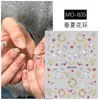 Guirnalda Hermosa y Colorida de Primavera y Verano Pegatinas para Uñas con Relieve Estilo Pintura al Óleo Pegatinas de Flores de Primavera Tridimensionales Pegatinas de Uñas para Niñas