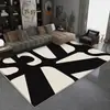 Alfombra Jit de Gama Alta Blanca y Negra para Sofá de Sala de Estar, Área Grande, Resistente a Manchas, Alfombra de Piso para Dormitorio del Hogar, Antideslizante