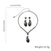Pendientes Colgantes Collar con Colgante de Corazón de Diamante Retro Moda Simple Elegante Cadena para Clavícula Juego de Joyería de Lujo Ligero de Alta Gama