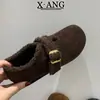 Sapatos Birkenstock de Lã de Ovelha com Cobertura Total para Mulheres, Sapatos Quentes de Algodão com Forro de Lã para Outono e Inverno, Sapatos Mary Jane, Sapatos de Lã de Cordeiro, Mocassins