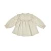 Roupa Infantil Coreana à Vista Outono Azul Estilo Lucy Manga Longa Meninas Floral Babydoll Camisa Shorts com Cintura Elástica Conjunto