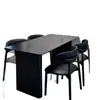 Conjunto de Mesa e Cadeiras de Jantar em Pedra Sinterizada Preto Fosco Minimalista para Apartamento Pequeno Mesa de Jantar Retangular Simples Italiana