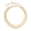 Collar de Cadena Retorcida de Metal Multicapa Tendencia de Moda en Joyería Transfronteriza Europea y Americana Cadena Plana Apilada Cadena de Lentejuelas Cadena para Clavícula para Mujer