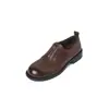 Mocasines de Cuero Vacuno de Primera Capa para Mujer, Zapatos de Cuero de Tacón Medio, Cuero Genuino de Otoño, Puntera Redonda, Cierre de Cremallera Delantera, Zapatos de Tacón Bajo de Corte Profundo Estilo Británico para Mujer