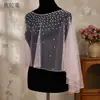 Youlapan Vg27 Capa Pulôver Casamento Proteção Solar Malha Xale Curto Verão Feminino Com Pérolas Acessório de Roupa Externa