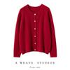 Suéter de Cashmere Feminino 100% Cashmere Puro Cardigan Duplo Espessado Gola Redonda Jaqueta Outono e Inverno Novo Suéter Jacquard Pesado