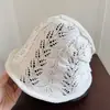 Sombrero de Pescador para Mujer, Sombrero de Punto de Malla, Estilo Coreano, Moderno, Rejuvenecedor, Patrón de Hojas, Hace que la Cara Parezca Más Pequeña, Sombrero de Protección Solar para Primavera y Verano