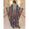 2025 nuevo vestido de playa de algodón europeo y americano con estampado de posicionamiento para mujer, bata holgada, blusa de bikini, ropa protectora solar