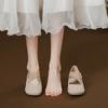 Zapatos de Ballet Mary Jane con Tacón Grueso 2024 Nuevo Elástico Cruzado Tacones Altos Diarios para Mujer Combinan con Todo Piernas Largas Adelgazantes
