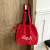 Bolso Tote con Letras para Mujer 2026 Nuevo Retro Gamuza Gran Capacidad Cierre de Cordón Bolso de Hombro Bolso Casual para Viajar