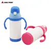 Copo térmico de duas alças aço inoxidável sublimação alça portátil copo de água chaleira infantil transferência de calor tampa com canudo isolamento
