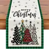 Camino de mesa navideño estilo nórdico con estampados de muñeco de nieve y árbol de Navidad, mantel largo para decoraciones festivas, adecuado para mesas de comedor, chimeneas y mesas