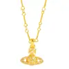 Broche Pu Zuo Jiu Sem Areia Caindo Ouro Diamante Colar Saturno Corrente de Clavícula de Luxo Leve de Alta Qualidade para Namorada