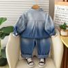 Ropa Infantil Traje de Mezclilla de Manga Larga para Niños 2025 Otoño Nuevo Traje Casual de Mezclilla de Tres Piezas Ropa Fresca y Moderna para Niños