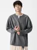 Ropa para Hombre Fengshe / Sudadera de Cuello Redondo para Hombre, Nueva de Primavera y Otoño, Manga Larga, Falso Dos Piezas, Cuello en V, Holgada, Estilo Japonés, Camiseta Base para Pareja