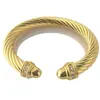 Joyas David dy Pulsera Transfronteriza de Acero Inoxidable y Aleación de Cobre Nueva Pulsera de Línea de Cable Cuerda de Acero Siete Granos de Arroz Pulsera